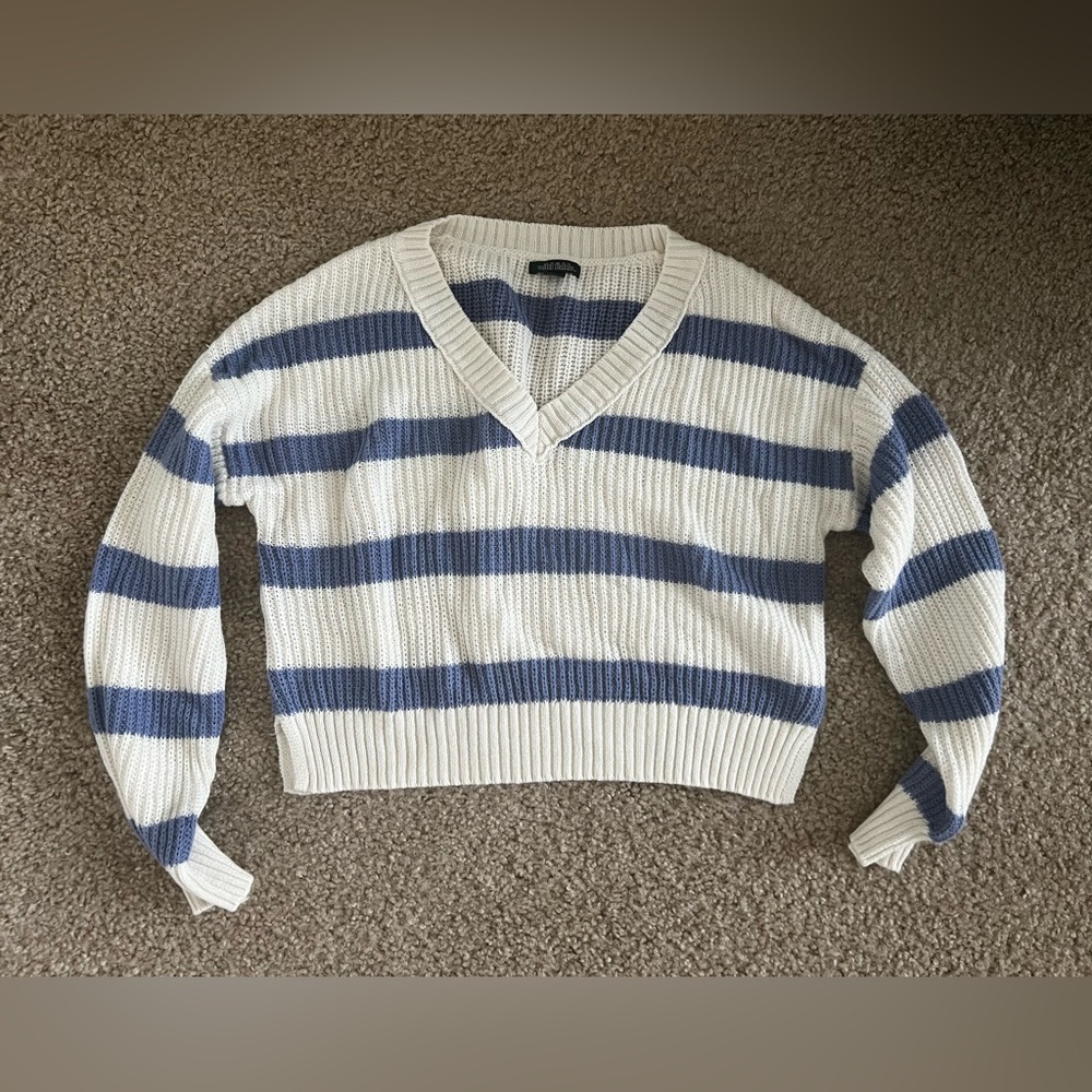 XS Wild Fable Blue Striped Sweater